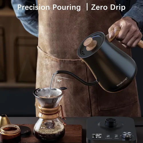 Vista 2 de Hervidor eléctrico de cuello de cisne, hervidores de té eléctricos, control de temperatura de ±1℉ para preparar café de goteo y té