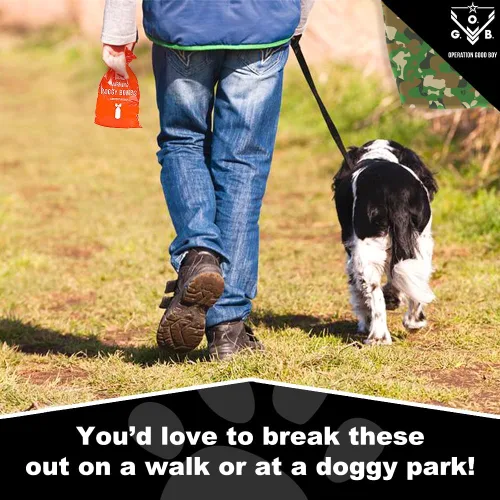 Vista 4 de Operation Good Boy - Bolsas para excrementos de perros con temática militar para cachorros y perros, 180 bolsas, ecológicas y resistentes a