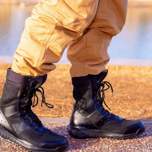 Vista 9 de WWOODTOMLINSON Men's LD Lightweight Combat Boots MicrofiberSuede Leather Military Tactical Boots