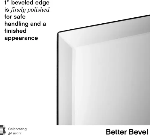 Vista 4 de Better - Espejo rectangular sin marco biselado Espejo de pared de baño de 30 x 36 pulgadas con borde biselado Sistema para colgar ultra