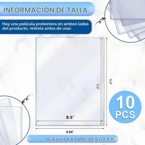 Vista 2 de Jecery Paquete de 10 protectores rígidos de hojas rígidas de 8.5 x 11 pulgadas para documentos