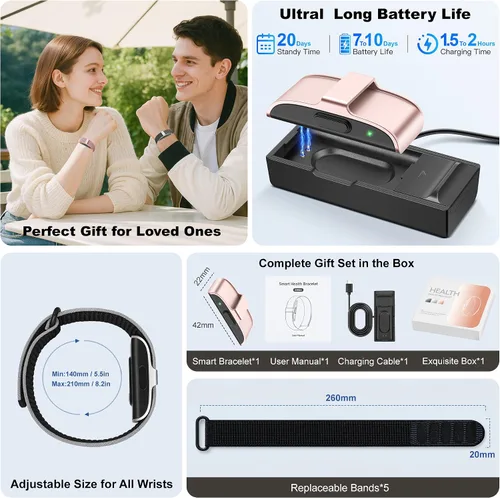 Vista 7 de Pulseras inteligentes para mujeres y hombres, rastreadores de actividad de salud con más de 120 modos deportivos, frecuencia cardíaca 24/7