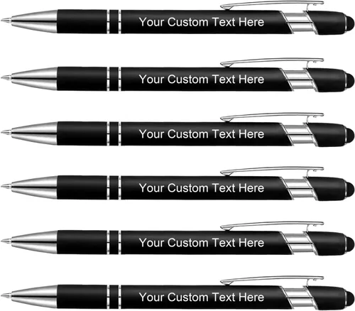 Vista 11 de Bolígrafos personalizados a granel, tinta negra, 6 unidades en 6 piezas en blanco negro