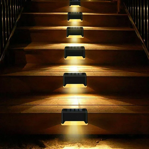 Vista 4 de EROCK Paquete de 8 luces solares para terraza, luces LED solares impermeables para escalones, exteriores, para escaleras, cubiertas, patios