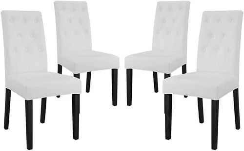 Vista 6 de Modway Confer - Silla Parsons tapizada de piel sintética moderna para cocina y comedor, color blanco