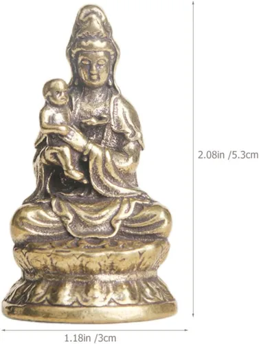 Vista 3 de ORFOFE Kuan - Escritorio de latón femenino para Quan Feng Mercy Lotus A Kwan Style Decoración a estatua Estatua Yin Kids Songzi Good Decorative Have