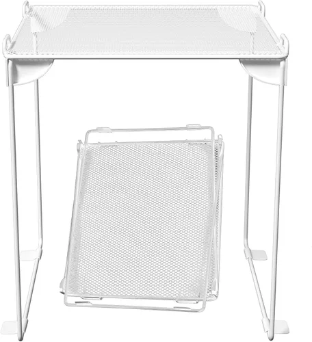 Vista 6 de Neudeco Estante de malla para casillero, organizador apilable extra alto, plegable y construcción de metal, se adapta a casilleros escolares