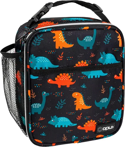 Vista 9 de OPUX lonchera aislada de alta calidad Bolsa de almuerzo escolar suave hermética para niños y niñas Durable y reutilizable como lonchera de Negro