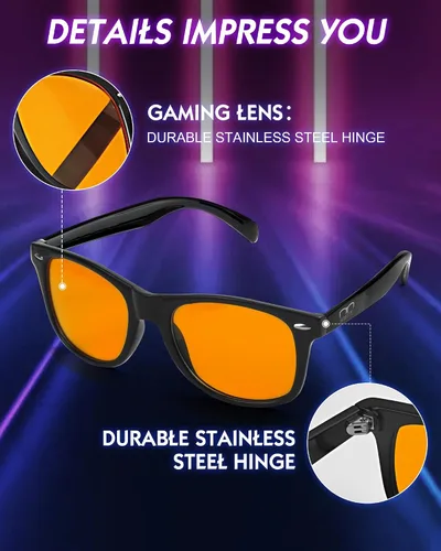 Vista 4 de Blue Light Blocking Glasses Gaming- Filtering Computer Gaming Screen/TV/Phone UV Blue Ray