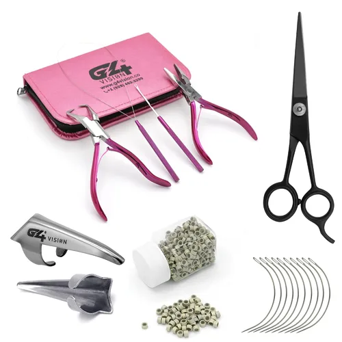 Vista 7 de Kit de herramientas profesionales para extensiones de cabello y cuentas, juego de alicates para quitar cuentas (4 piezas) I-Link Micro Ring Loop