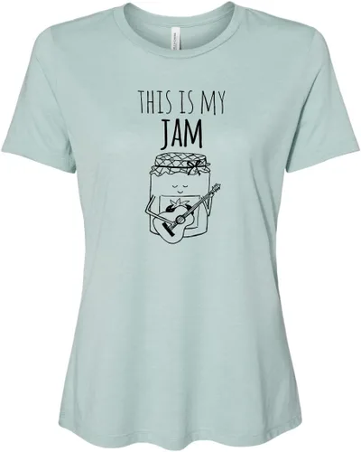 Vista 10 de Cute Women's Screen Printed Crew Neck Tee, Shirts With Sayings, Dusty Blue or Olive
