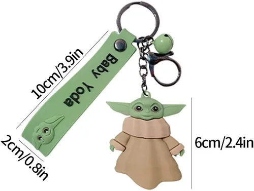 Vista 2 de FosuHc Baby Yoda Keychain Kids 3D PVC Rubber Keychain Handmade Model Decorative Doll Bag Pendant Accessories Nice Gift (Style D), One