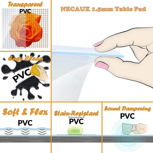 Vista 6 de NECAUX - Cubierta protectora de mesa, transparente, personalizada, de 10 pulgadas de diámetro, versión mejorada, de 1.5mm de grosor, no se encoge