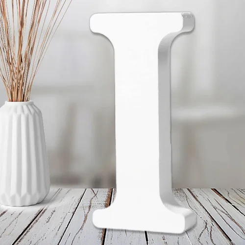 Vista 13 de AOCEAN Letras de madera blanca de 6 pulgadas, letras de madera sin terminar para decoración de pared, letras de pie, rebanadas, decoración