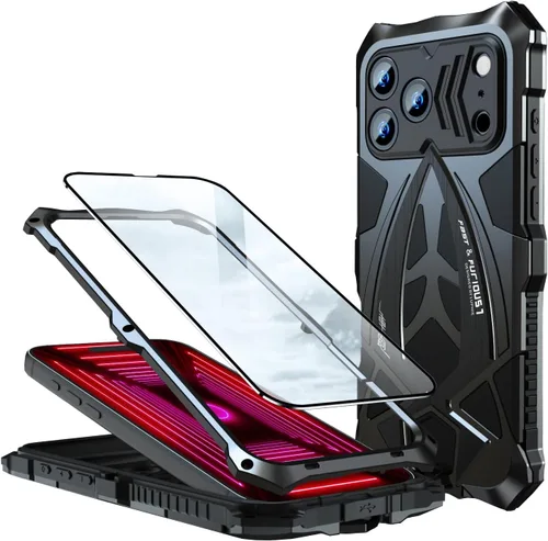 Vista 12 de Funda de metal para iPhone 13 Pro a prueba de golpes con aluminio y goma de silicona híbrida de triple capa de protección contra caídas de grado