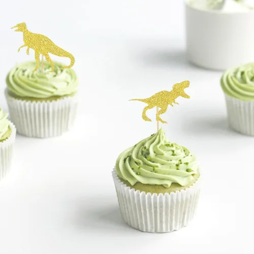 Vista 5 de 16pcs Dinosaur Cake Insert Cards, Paper Wood Decorations