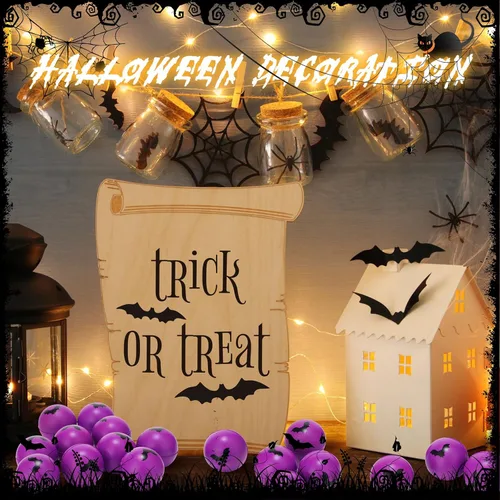 Vista 7 de Jerify 30 bolas de estrés de Halloween a granel de 1.57 pulgadas de espuma de murciélago para relleno de bolsas de regalos de Halloween, trucos