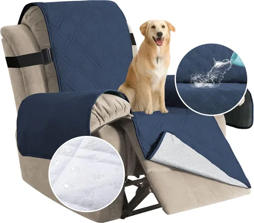 Vista 13 de H.VERSAILTEX - Funda protectora para sillón reclinable 100% impermeable, acolchada, con correa elástica y parte posterior con huellitas de silicón