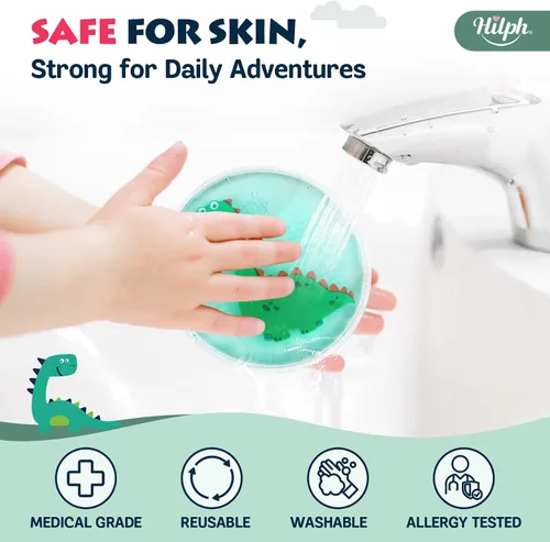 Vista 4 de Paquetes de hielo para niños para golpes - Paquete de 3 lindos paquetes de hielo de gel de dinosaurio reutilizables para lesiones, golpes
