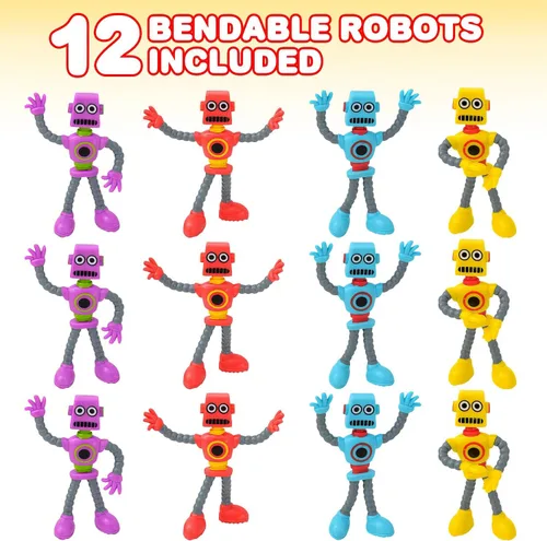 Vista 2 de ArtCreativity Figuras de robot flexibles, juego de 12 figuras flexibles para hombres, recuerdos de fiesta de cumpleaños para niños y niñas, juguetes
