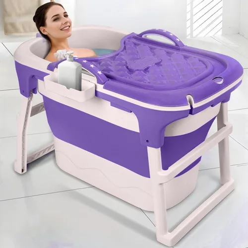 Vista 11 de Bañera plegable para adultos – Bañera portátil con cubierta térmica, aislamiento grueso y diseño plegable para espacios pequeños, uso en interiores
