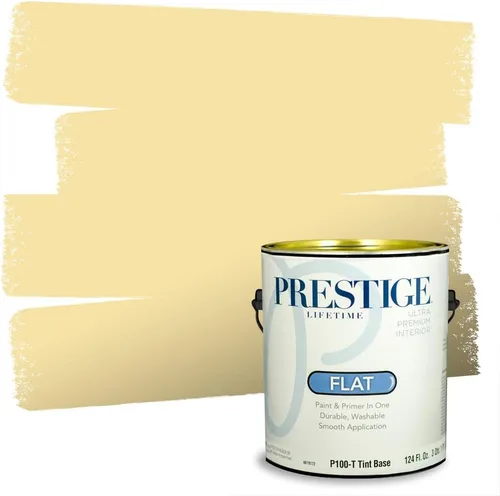 Vista 114 de PRESTIGE Pinturas de pintura exterior e imprimación en uno, 1 galón, plano, combinación comparable de Benjamin Moore* Manzanilla*