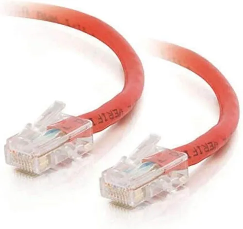 Vista 121 de C2G 24494 Cable cruzado Cat5e - Cable de conexión de red sin blindaje sin arranque, naranja (3 pies, 3.0 ft)