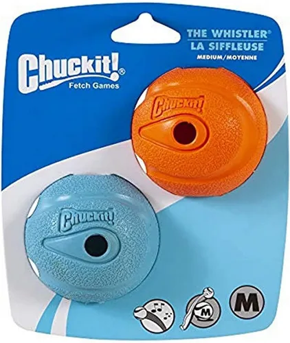 Vista 5 de Chuckit! Pelotas para perros silbantes, brillantes y rebotantes (2.5 pulgadas) para perros medianos