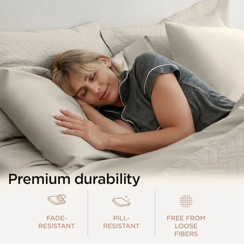 Vista 25 de Threadmill Sábanas para Cama Individual – 800 Número de Hilos Jacquard Celine Gris Oscuro, 100% Algodón Natural Juego de Cama de 3 Piezas a Rayas