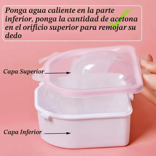 Vista 5 de Cuenco de remojo de uñas, kit de removedor de esmalte de uñas de gel, cuenco de manicura para manos, herramientas de eliminación de polvo