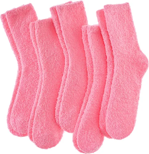 Vista 29 de Calcetines mullidos para mujer, esponjosos, cálidos, tipo pantufla de invierno, de microfibra, suaves, para dormir en casa 1 par Blanco