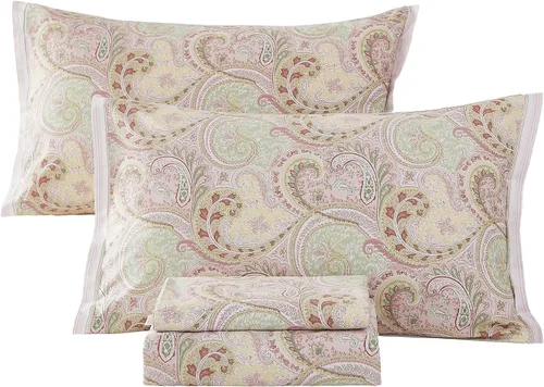 Vista 9 de ABREEZE Juego de sábanas de algodón egipcio tamaño individual (1000 hilos) floral y fundas de almohada (4 piezas), sábanas de algodón egipcio