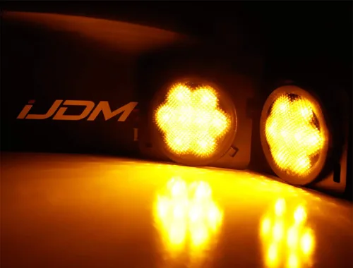 Vista 2 de iJDMTOY - Kit de luces LED frontales para guardabarros con lente transparente y ámbar, focos laterales completos, compatible con Jeep 2007-2017