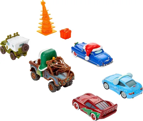 Vista 2 de Mattel Disney and Pixar Cars - Paquete de 5 con temática invernal