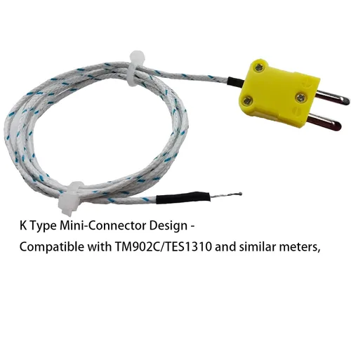 Vista 6 de 4 sondas de termopar tipo K de 1 M, sensor de temperatura de termopar tipo K con mini conector, rango de medición de línea de detección