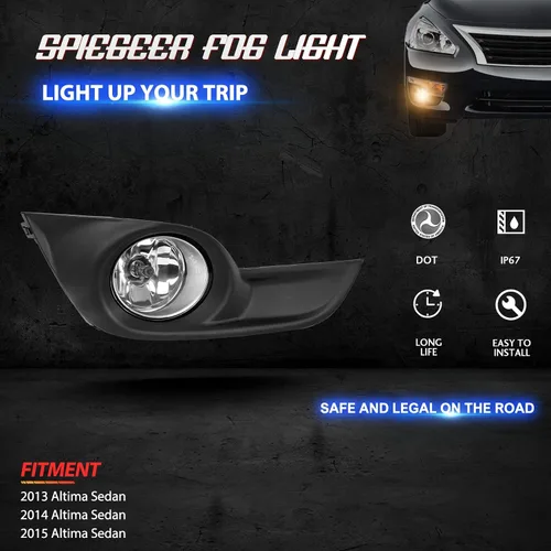 Vista 3 de Kit de repuesto de luces antiniebla para Nissan Altima Sedan 2013 2014 2015, montaje de luces antiniebla con lente transparente, interruptor