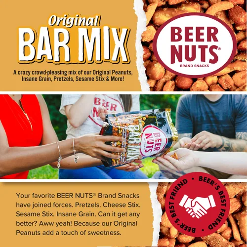 Vista 3 de BEER NUTS Mezcla de barra original, hecha con cacahuetes de piel roja