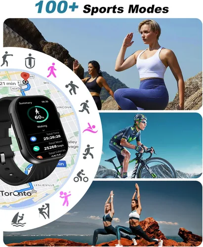 Vista 5 de PJYUBVOR Reloj Inteligente para Hombres y Mujeres (Contestar/Hacer Llamadas), Rastreador de Fitness de 2.0" con Más de 100 Modos Deportivos, Monitor