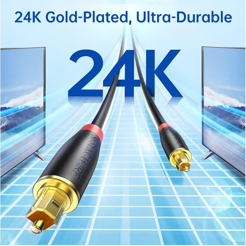 Vista 4 de SYNCWIRE Cable óptico para barra de sonido de 3.3 pies [chapado en oro de 24 quilates, ultra duradero] Cable de audio óptico digital para TV de cine