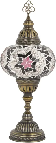 Vista 8 de Lámpara turca de mesa de mosaico para el hogar, lámpara marroquí turca con base de bronce, lámpara de noche Tiffany hecha a mano Lámpara de noche