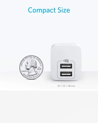 Vista 2 de Anker - Paquete de 2 unidades de bloque de carga USB A de 12W con dos puertos y enchufe plegable, caja de carga, cubo para iPhone 16 15 14 13 12 Pro