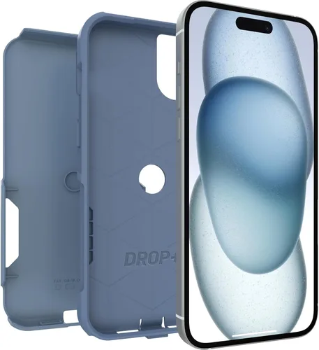 Vista 4 de OtterBox Funda para iPhone 15 Plus y iPhone 14 Plus Commuter Series, mezclilla nítida (azul), delgada y resistente, apta para bolsillo