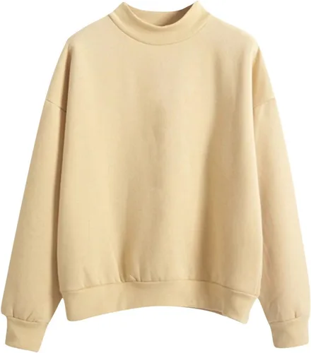 Vista 14 de Sudadera de cuello alto falso para mujer, cuello redondo, cómoda, color liso, suéter casual de manga larga, suéter de otoño