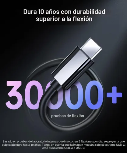 Vista 4 de Cable USB A a USB C 3.1/3.2 Gen 2 de transferencia de datos de 10 Gbps (6 pulgadas/0.5 pies), cable corto USB C SSD con carga rápida de 60 W QC 3.0