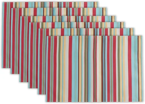 Vista 11 de DII - Colección de mesa de verano con rayas para exterior, uso múltiple, lavable a máquina, juego de manteles reversibles, 13x19, casa de playa