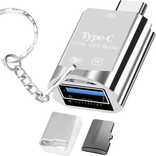 Vista 9 de BorlterClamp - Lector de tarjetas micro SD USB C (paquete de 2 unidades), lector de tarjetas de memoria OTG TF compatible con laptop, MacBook