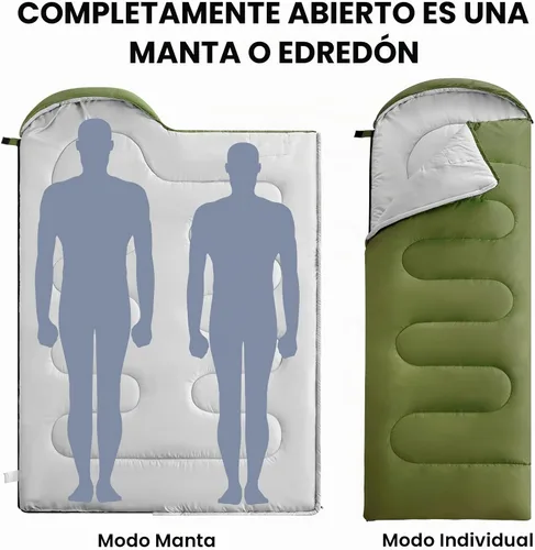 Vista 3 de FARLAND Sleeping Bag for Adults, Teens and Kids - 3 Season Camping Gear Verde militar
