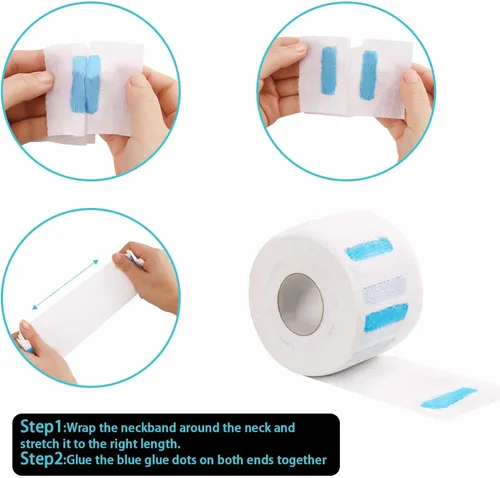 Vista 4 de 5 rollos de tiras desechables para el cuello para barbería, herramienta profesional de papel elástico para peluquería y corte de cabello Papel