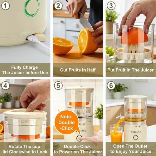 Vista 10 de Exprimidor eléctrico de cítricos, exprimidor naranja recargable del Juicer con USB-C