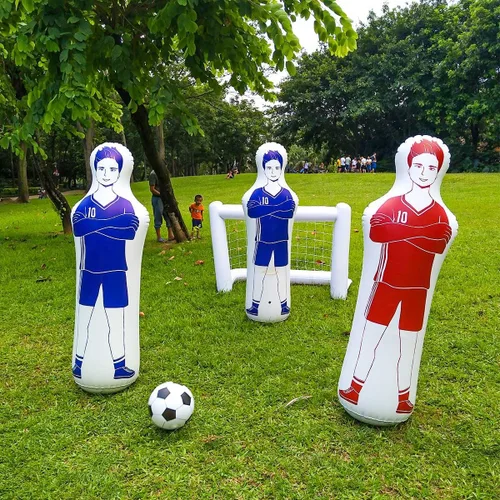 Vista 4 de SUNSHINEMALL Maniquíes inflables para práctica de fútbol americano con postes, equipo de entrenamiento de fútbol Muñeco de pared para portero